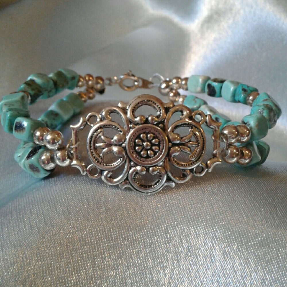 *sale*Double stranded turquoise bracelet.